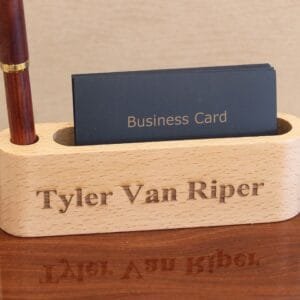 Porte carte et stylo en bois