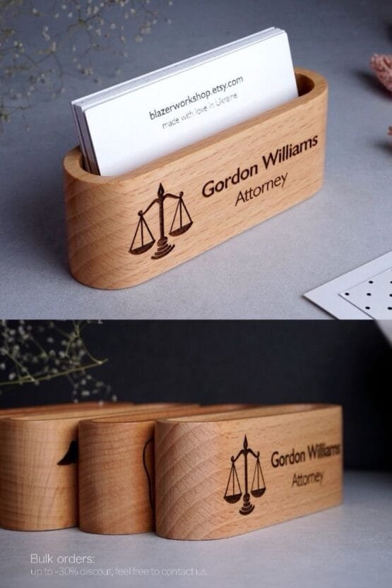 Porte carte et stylo en bois – Image 2